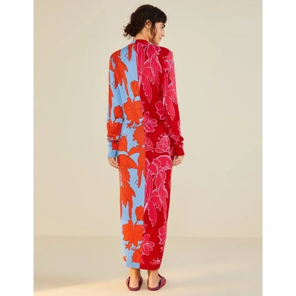 Farm Rio Mixed Living Nature Cardigan Sweater Dress Multicolored Women's XS - Picture 2 of 8